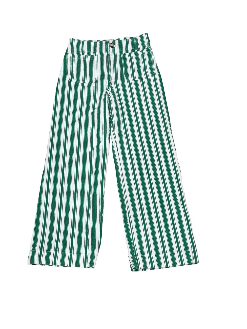 ๐ฟ Maeve Anthropologie The Colette Striped Wide-Leg Pants Green White Size 28 - Picture 3 of 14